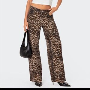 Edikted Animal Print Wide-Leg Trousers